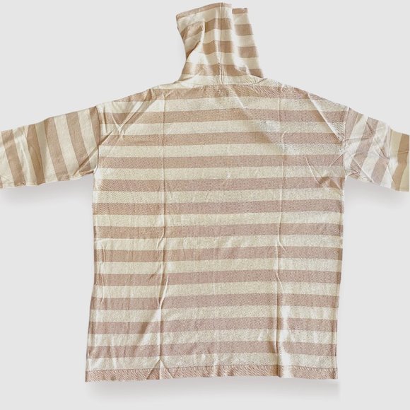 NWT J.Crew deck striped turtleneck T-shirt, pink, cream/off white, size S Small - Picture 4 of 6